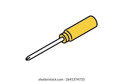 Simple and cute isometric line icon of Phillips screwdriver for car maintenance and mechanical tool illustration, Vector Illustration