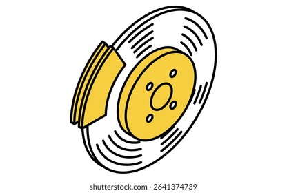Simple and cute isometric line icon of brake pad for vehicle maintenance and repair illustration, Vector Illustration