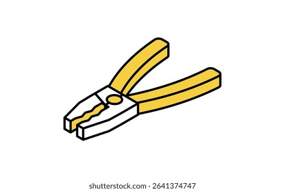 Simple and cute isometric line icon of pliers tool for car maintenance and repair illustration, Vector Illustration