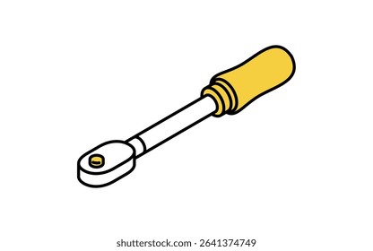 Simple and cute isometric line icon of torque wrench for car maintenance, repair tools and mechanical equipment illustration, Vector Illustration