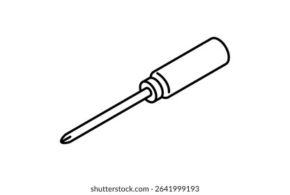 Simple and cute isometric line icon of Phillips screwdriver for car maintenance and mechanical tool illustration, black and white, Vector Illustration