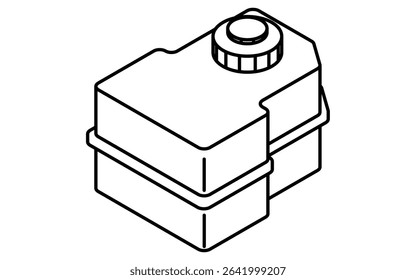 Simple and cute isometric line icon of brake fluid for car brake maintenance illustration, black and white, Vector Illustration