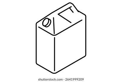 Simple and cute isometric line icon of engine oil in a plastic bottle for car maintenance illustration, black and white, Vector Illustration