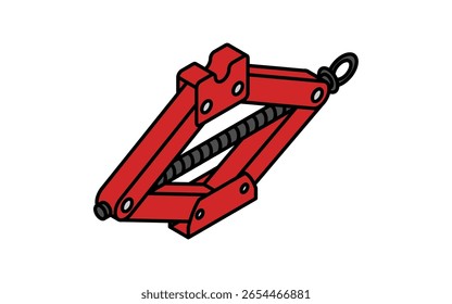 Simple and cute isometric line icon of scissor jack for car tire change and maintenance illustration, Vector Illustration