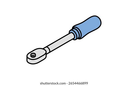 Simples e bonito ícone de linha isométrica de chave de torque para a manutenção do carro, ferramentas de reparação e ilustração de equipamentos mecânicos, Ilustração de vetor