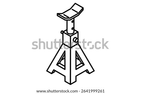 Simple and cute isometric line icon of jack stand for car maintenance safety equipment illustration, black and white, Vector Illustration