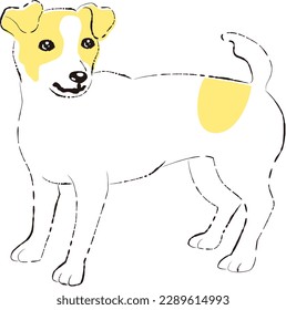 Einfache und süße Jack Russell Terrier handgezeichnet, Linien gezeichnet, Vektorgrafik