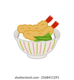 Simple and cute Japanese food icon: Tendon (shrimp)