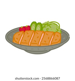 Simple and cute Japanese food icon: Tonkatsu