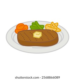 Simple and cute Japanese food icon: steak