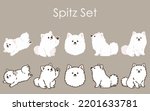 Simple and cute Japanese Spitz dog illustrations set