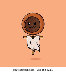 Simple cute jelangkung ghost cartoon vector illustration Collection of Indonesian ghost concept icon isolated