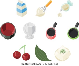 A simple and cute kitchen icon set for cooking enthusiasts, featuring ingredients and kitchen tools. 