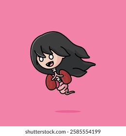 Simple cute kuyang ghost flying head witch cartoon vector illustration Collection of Indonesian ghost concept icon isolated