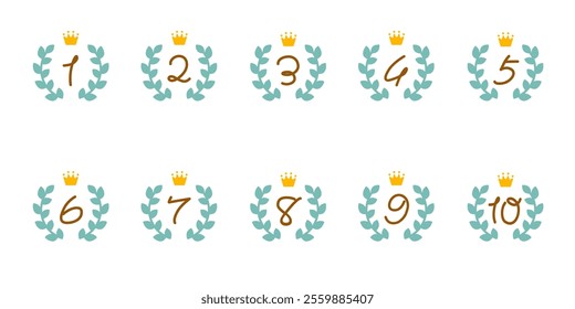 Simple and cute, laurel ranking icon set_color