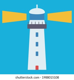 Simple And Cute Lighthouse Illustration, Flat Design