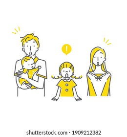 simple and cute line art illustration, family