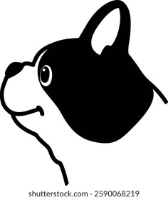 Simple and cute line art illustration of French Bulldog in side view