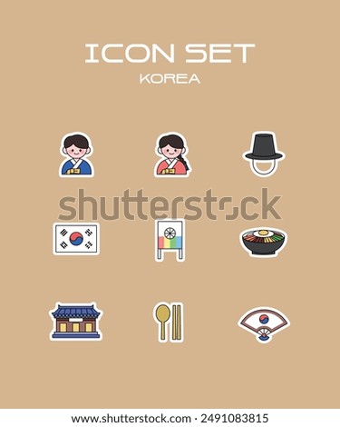 Simple cute line icon Korea