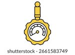 Simple and cute line icon of tire gauge for car tire maintenance illustration, Vector Illustration