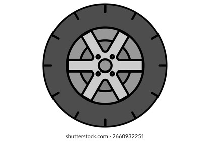 Ícone de linha simples e bonito de pneu para ilustração de manutenção de veículos e carros, Ilustração de vetor