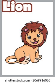 a simple cute lion sitting on white background