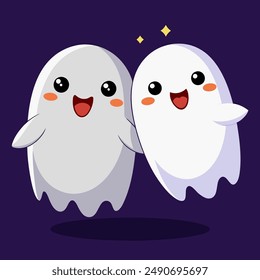 Simple Cute Little Ghost Smiling