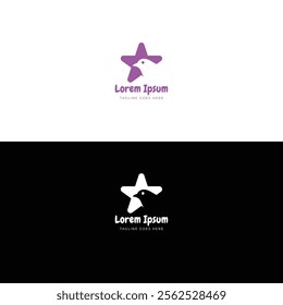 Simple Cute Little Star Robin Canary Sparrow Bird Icon Symbol Logo Design Vector