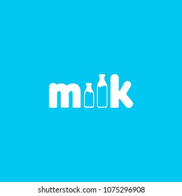 A simple cute logo for the brand of cow milk. Vector flat icon illustration