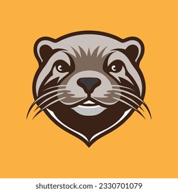 Simple and cute logo icon illustration of a beaver or otter head, representing a symbol