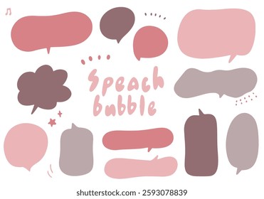 Simple and cute loose speech bubble set in dull colors