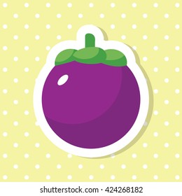 Simple cute mangosteen fruit icon collection