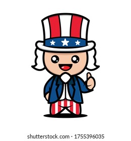 Simple and Cute mascot of fourth of July design illustration