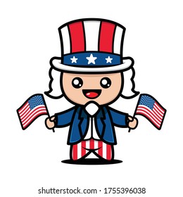 Simple and Cute mascot of fourth of July design illustration