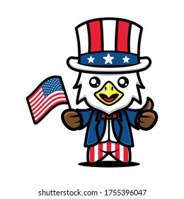 Simple and Cute mascot of fourth of July design illustration