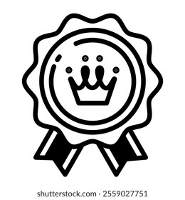 Simple and cute medal icon with a picture of a crown