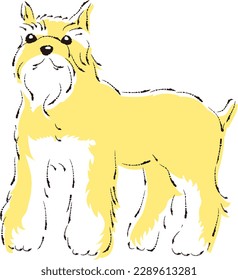 Simple and cute miniature schnauzer hand drawn line drawing vector illustration