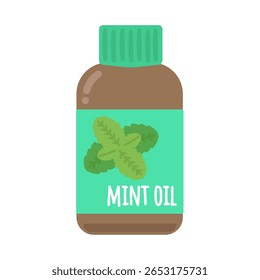Material de ilustración de botella de aceite de menta linda simple