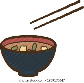 Simple and cute miso soup clip art