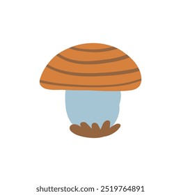 Simple, cute mushroom illustration with earthy tones and a playful design. Ideal for autumnal themes, nature-inspired art, and forest or woodland decor.