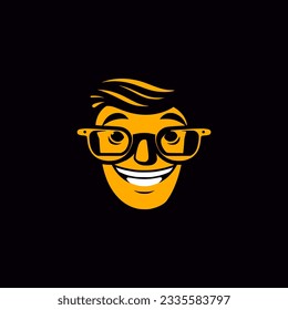 simple cute nerd guy animator logo vector illustration template design