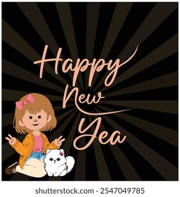 simple cute new year card for kids, illustrator