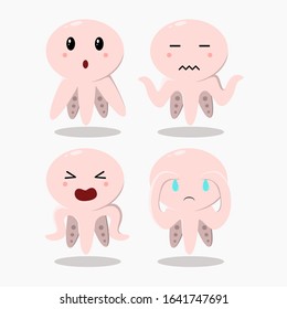 Simple Cute Octopus Mascot Vector Cartoon