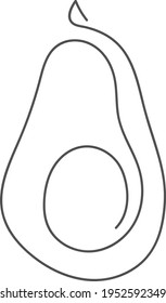 A simple and cute one line drawing of an avocado.