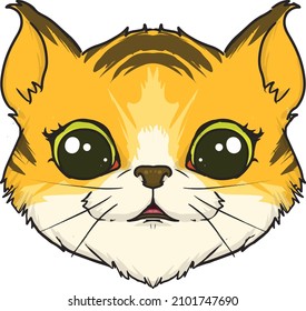 simple cute orange cat face vector 