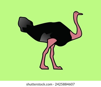 simple lindo avestruz ilustración de fondo verde