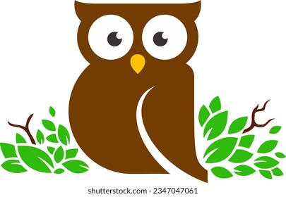 Diseño sencillo de logotipo de búho blanco