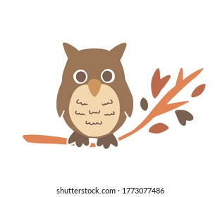 Simple and cute owl silhouette illustration