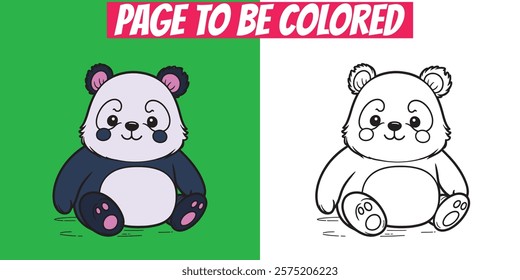 Simple and cute panda coloring page featuring outline and colored designs. Great for preschool activities, kids’ creativity, and printable art projects