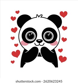 A simple cute panda in love of a vector illustration